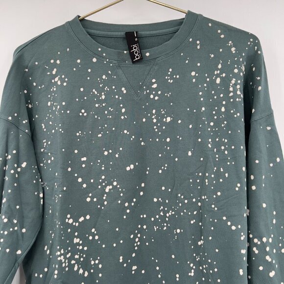 BOBI Los Angeles Bleach Splatter Terry Cropped Long Sleeve Sweatshirt Size S - Picture 3 of 9